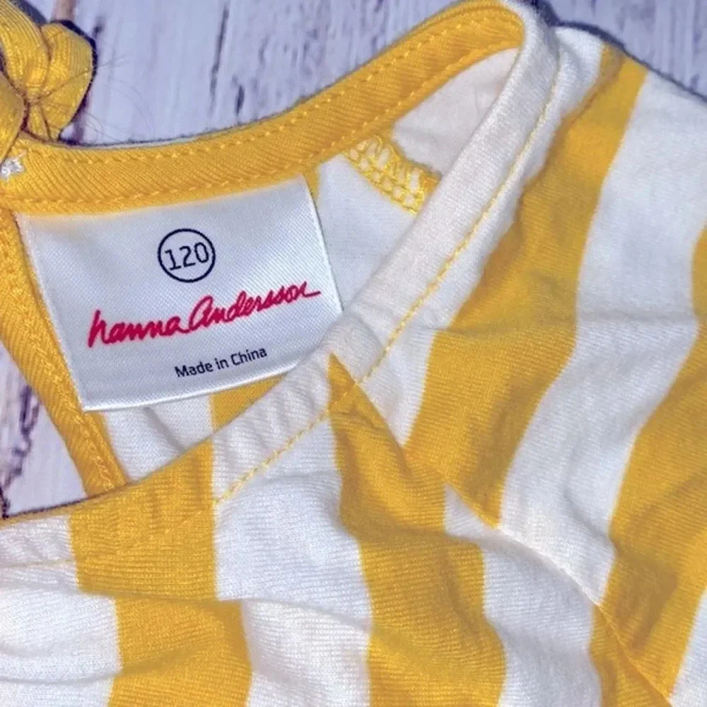 Hanna Andersson yellow striped dress size 120